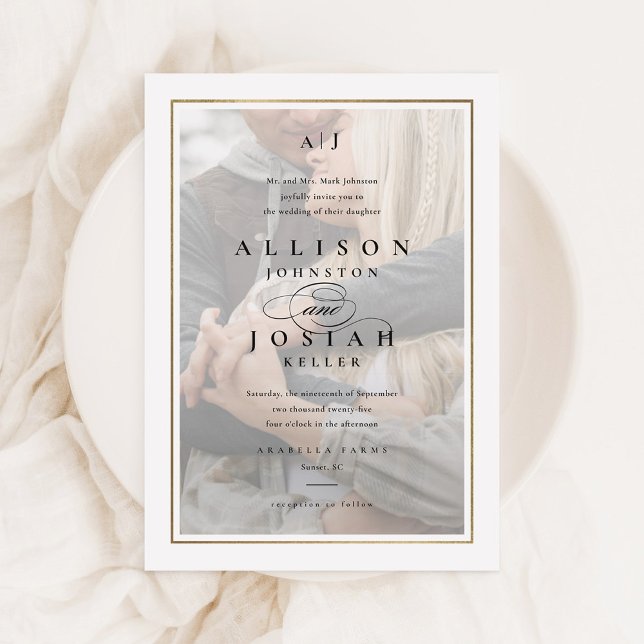 Classic Elegant Gold Photo Wedding Invitation (Creator Uploaded)