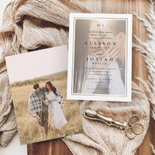Classic Elegant Gold Photo Wedding Invitation