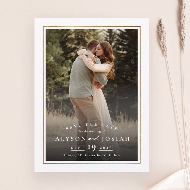 Classic Elegant Gold Wedding Photo Save The Date (Creator Uploaded)
