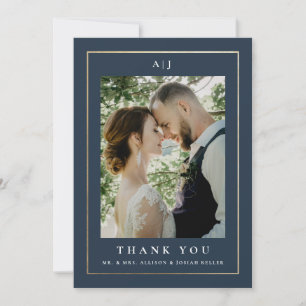 Classic Elegant Gold Wedding Photo Thank You Card