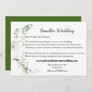 Classic Elegant Green Leaves Smaller Wedding Announcement