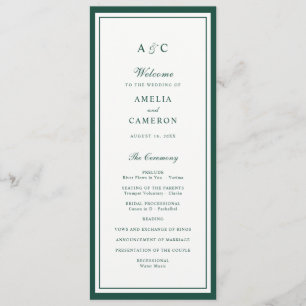 Classic Elegant Hunter Green Frame Wedding Program Programme
