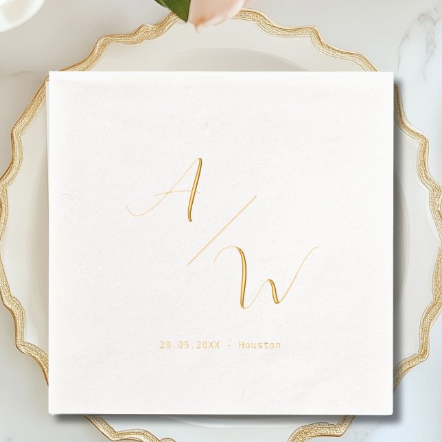 Classic Elegant Initials Foil Wedding  Foil Napkins (Classic Elegant Initials Foil Wedding Foil Napkins)