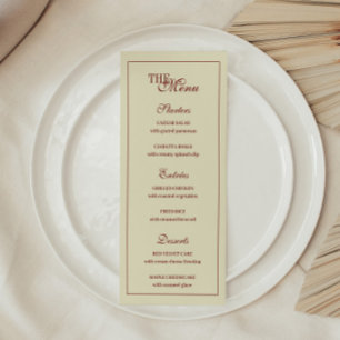 Classic Elegant Ivory Script Monogram Wedding Menu