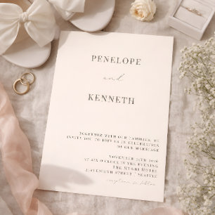 Classic Elegant Ivory Soft Black Script Wedding Invitation