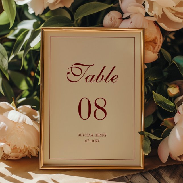 Classic Elegant Ivory Wedding Script Custom Names Table Number (Creator Uploaded)