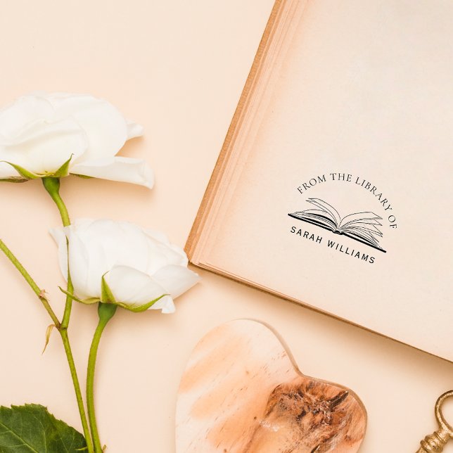 Classic Elegant Library Books Custom Name Rubber Stamp (Creator Uploaded)