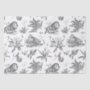 Classic Elegant Lion Tiger Grey Toile Tissue Paper