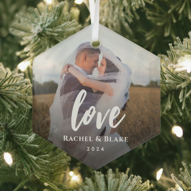 Classic Elegant Love Photo Glass Tree Decoration (Insitu)