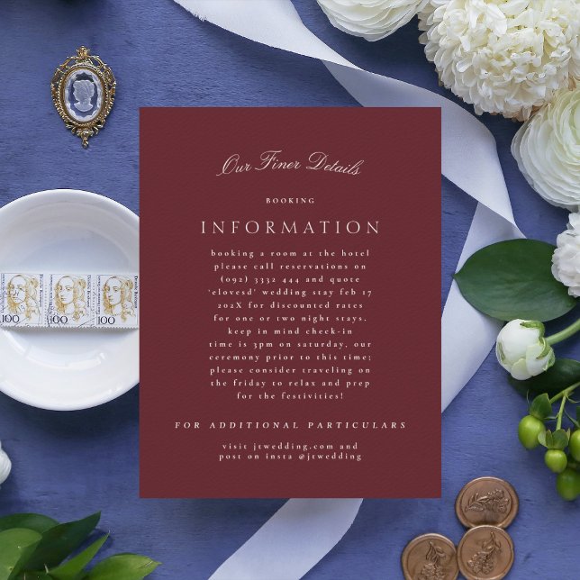 Classic Elegant Maroon Burgundy Formal Wedding Enclosure Card (Creator Uploaded)
