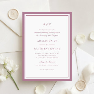 Classic Elegant Mauve Border Frame Wedding Invitation