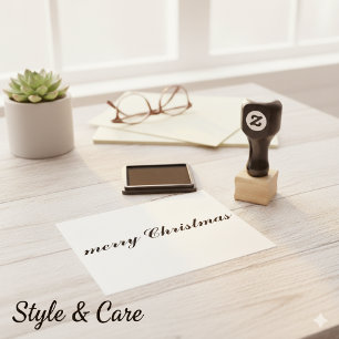 Classic Elegant Merry Christmas Script Rubber Stamp