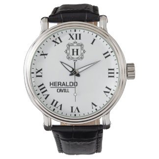 Classic Elegant Minimal Black and White Monogram  Watch