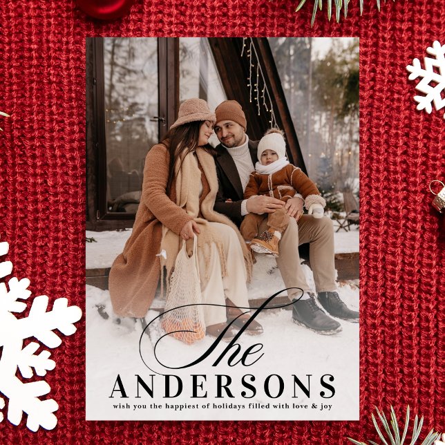 Classic Elegant Minimal NAME Christmas Photo Holiday Card (Creator Uploaded)