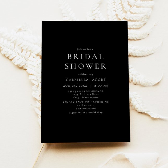 Classic Elegant Minimalist Black Bridal Shower Invitation (Creator Uploaded)
