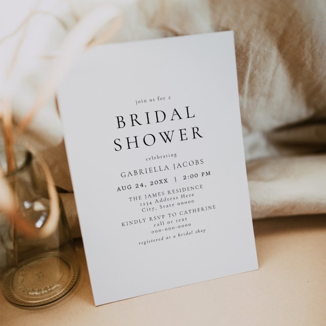 Classic Elegant Minimalist Simple Bridal Shower Invitation (Creator Uploaded)