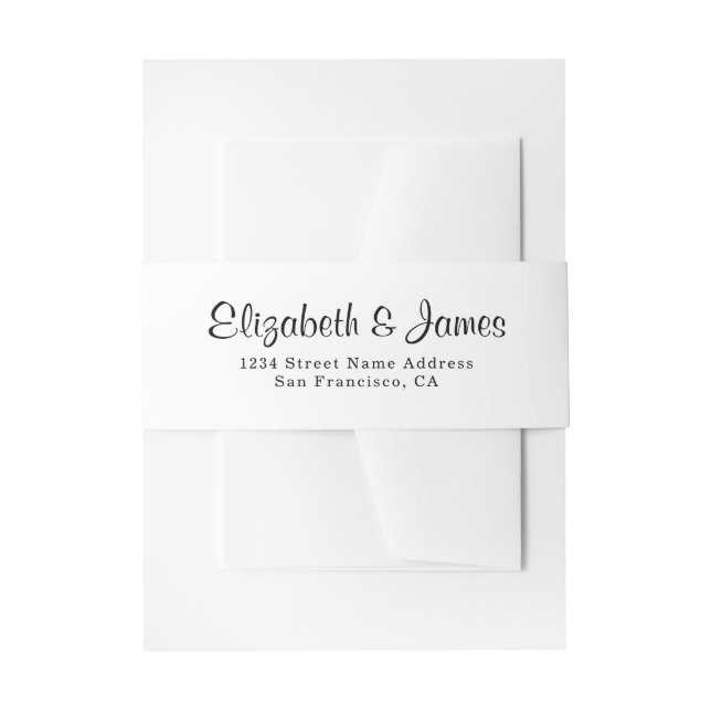 Classic Elegant Minimalist Wedding Invitation Belly Band (Front Example)