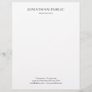 Classic Elegant Minimalist White Nostalgic Look Custom Letterhead