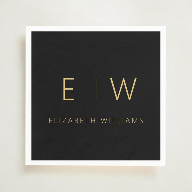 Classic Elegant Modern Minimalist Black Gold Napkin (Creator Uploaded)