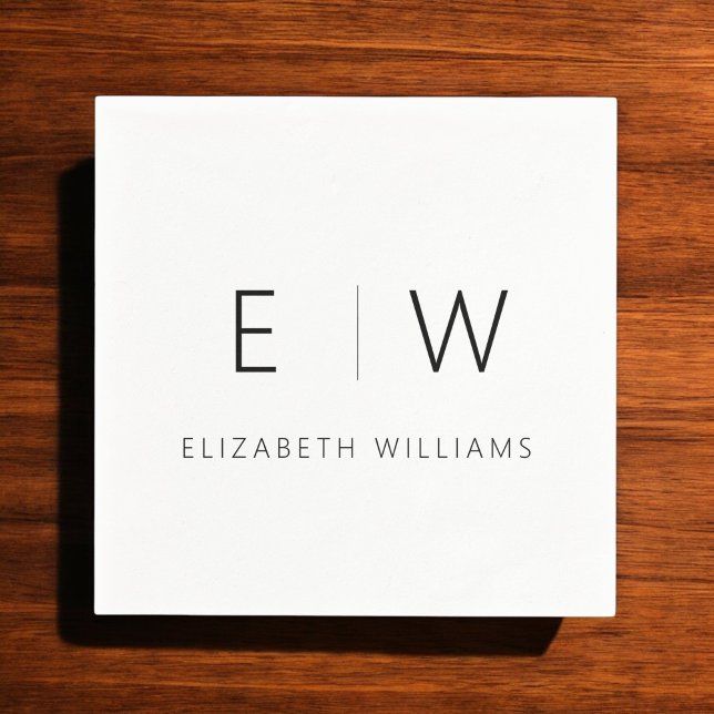 Classic Elegant Modern Minimalist Black White Napkin (Creator Uploaded)