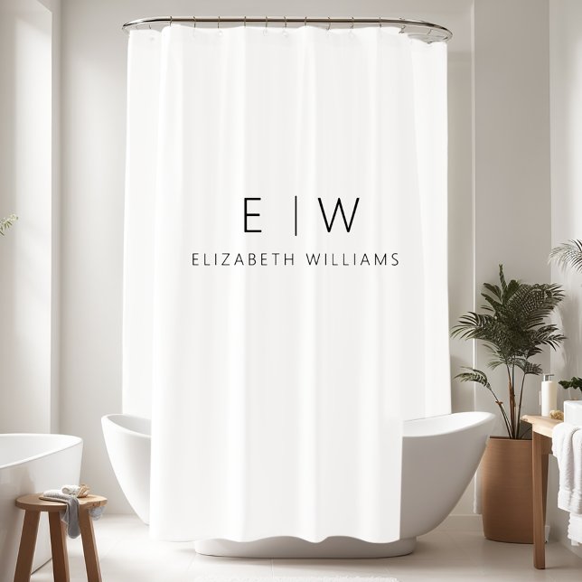 Classic Elegant Modern Minimalist Black White Shower Curtain (Creator Uploaded)