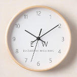 Classic Elegant Modern Minimalist Monogram Name<br><div class="desc">Enhance your home decor with our Classic Elegant Modern Minimalist Monogram Wall Clock. This exquisite timepiece seamlessly combines timeless elegance with contemporary minimalism, elevating your living space to new levels of sophistication. Crafted with precision and meticulous attention to detail, this wall clock is more than just a functional accessory; it's...</div>