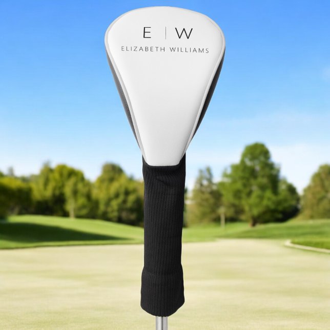 Classic Elegant Modern Minimalist Monogram Name  Golf Head Cover (Creator Uploaded)