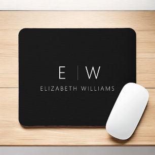 Classic Elegant Modern Minimalist Monogram Name Mouse Pad