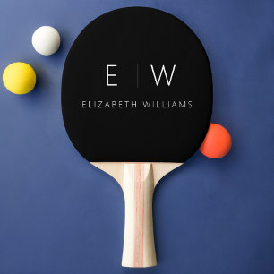 Classic Elegant Modern Minimalist Monogram Name Ping Pong Paddle