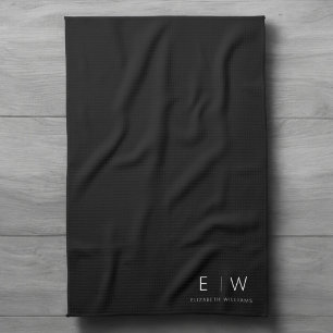 Classic Elegant Modern Minimalist Monogram Name Tea Towel