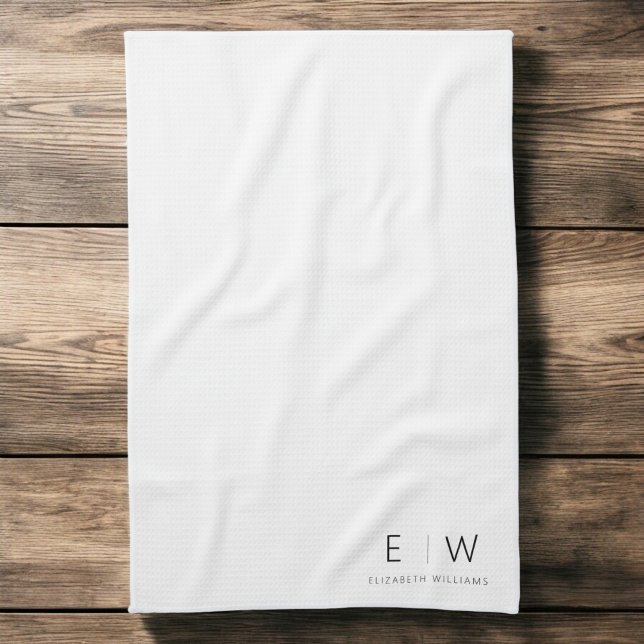 Classic Elegant Modern Minimalist Monogram Name Tea Towel (Creator Uploaded)
