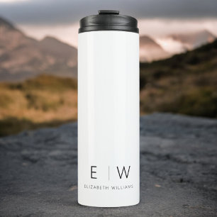 Classic Elegant Modern Minimalist Monogram Name Thermal Tumbler