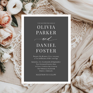 Classic Elegant Modern Minimalist Wedding Invitation