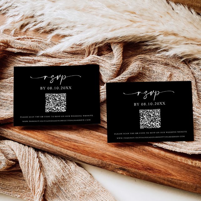 Classic Elegant Modern Wedding RSVP QR code Invitation (Creator Uploaded)