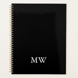 Classic elegant monogram black and white initials planner
