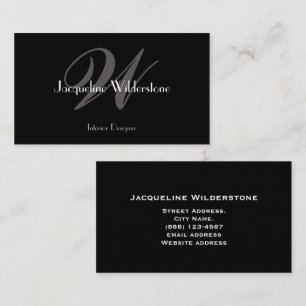 Classic Elegant Monogram & Name Classy Black Business Card