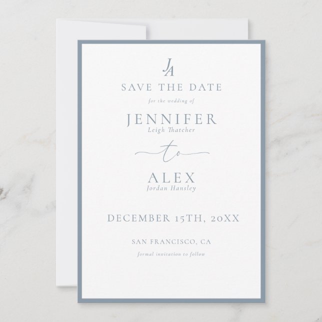 Classic Elegant Monogram Save the Date Invitation (Front)