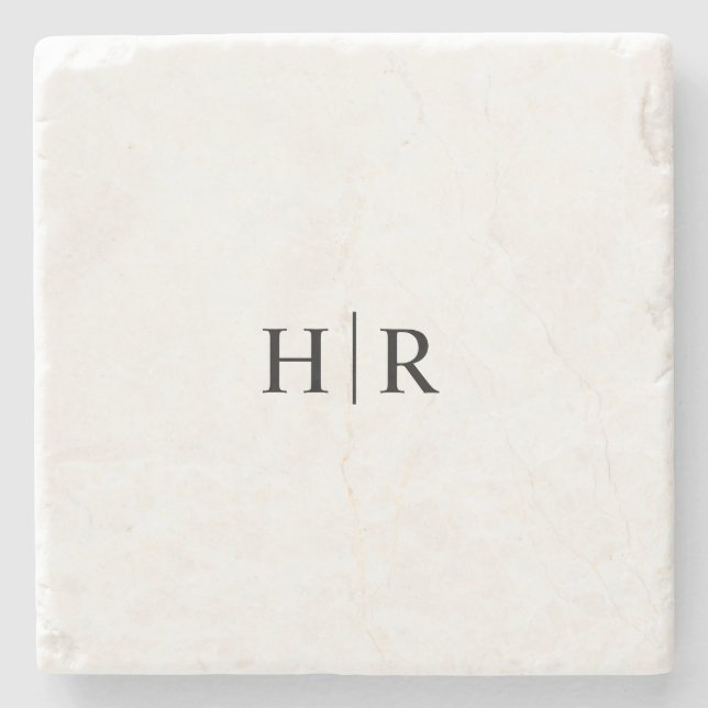 Classic Elegant Monogram Stone Coaster (Front)