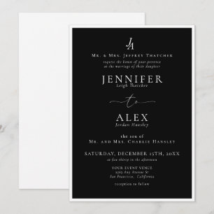 Classic Elegant Monogram Wedding Invitation