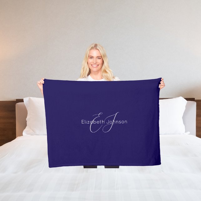 classic elegant name customised blue and white fleece blanket (Creator Uploaded)