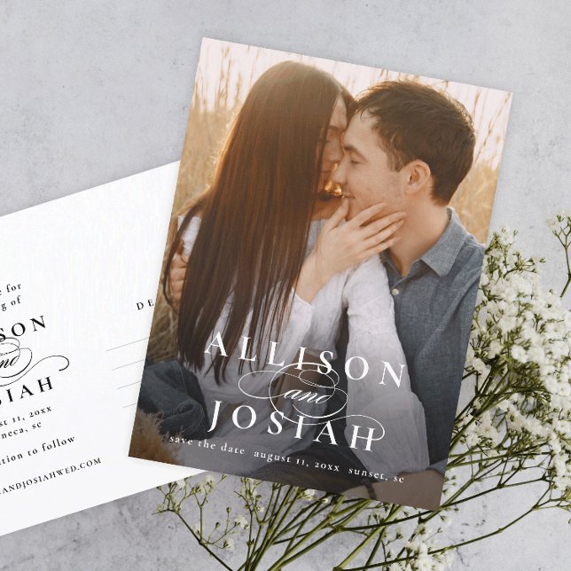 Classic Elegant Names Photo Wedding Save the Date Announcement Postcard (Creator Uploaded)
