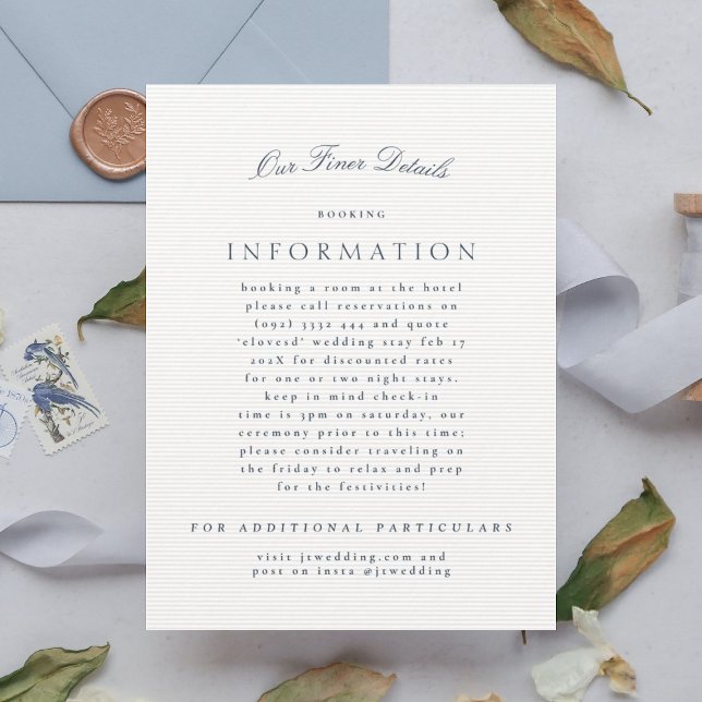 Classic Elegant Navy Blue Formal Wedding Enclosure Card (Creator Uploaded)