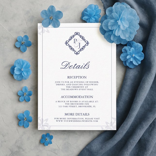 Classic Elegant Navy Blue Wedding Enclosure Card (Creator Uploaded)