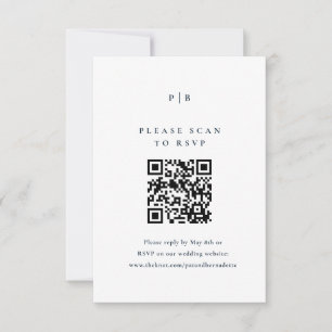 Classic Elegant Navy Blue Wedding QR Code RSVP Card