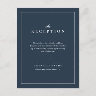 Classic Elegant Navy Blue Wedding Reception Enclosure Card