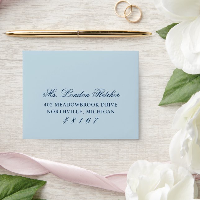 Classic Elegant Navy Blue Wedding Response Envelope (Wedding)