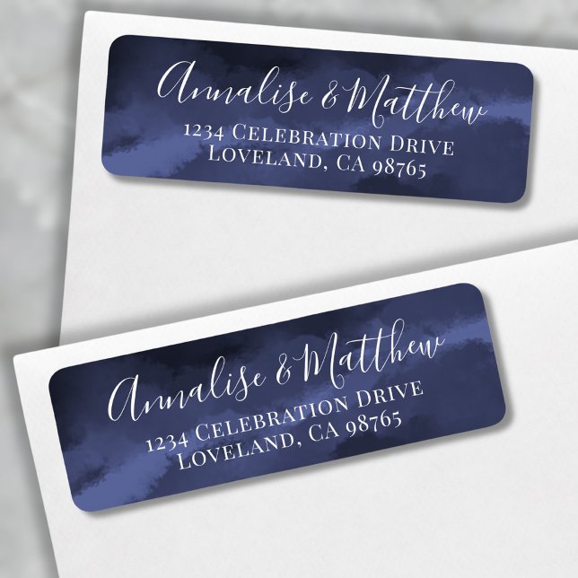 Classic Elegant Navy Blue Wedding Return Address (Classic Elegant Navy Blue Wedding Return Address label)