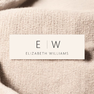 Classic Elegant Neutral Minimalist Monogram Name Name Tag