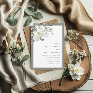 Classic Elegant Olive Ivory Floral Wedding Invitation