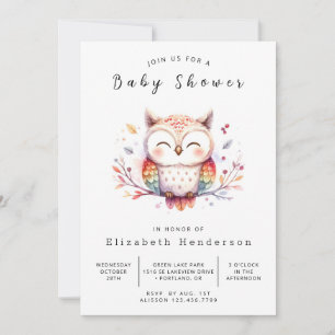 Classic Elegant Owl Baby Shower Invitation